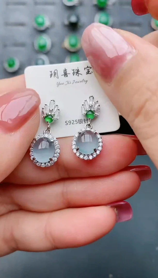 【闪购商品】翡翠耳饰银S925镶嵌321321