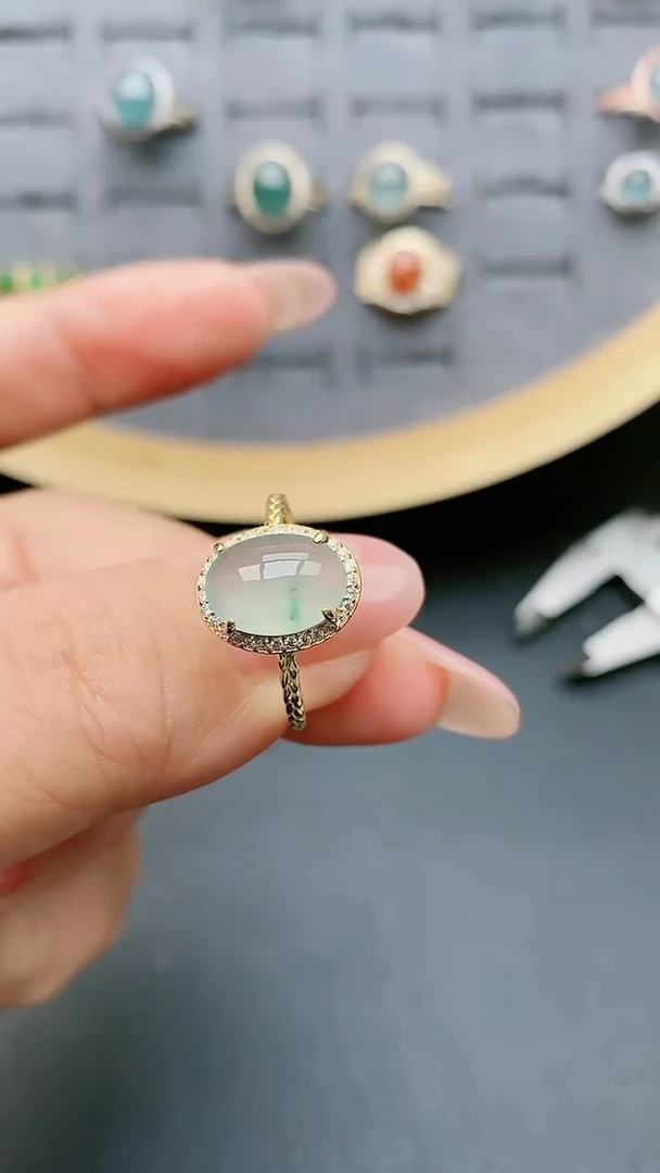 【闪购商品】翡翠戒指银S925镶嵌8000
