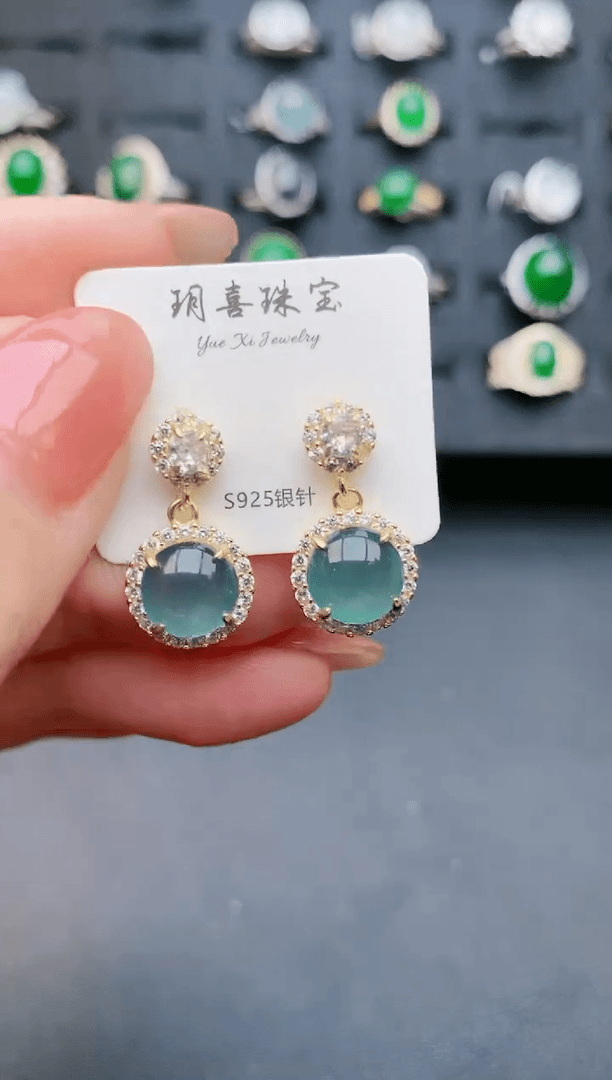 【闪购商品】翡翠耳饰银S925镶嵌321321