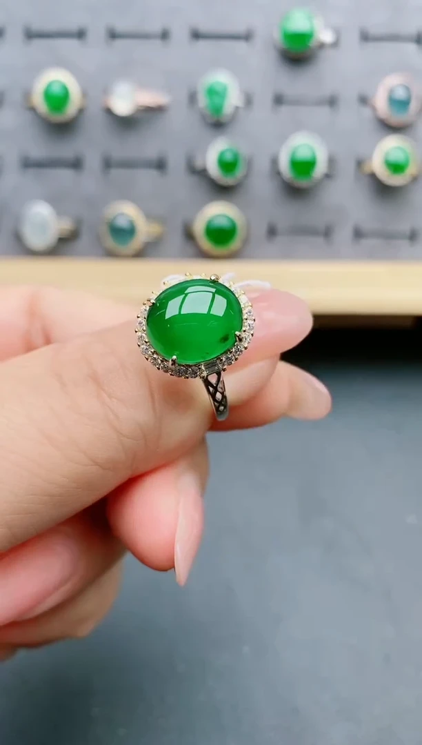 【闪购商品】翡翠戒指银S925镶嵌5080