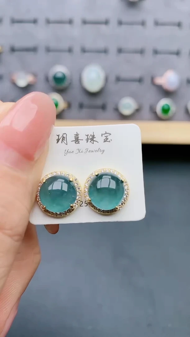 【闪购商品】翡翠耳饰银S925镶嵌60860