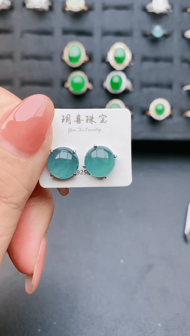 【闪购商品】翡翠耳饰银S925镶嵌32132
