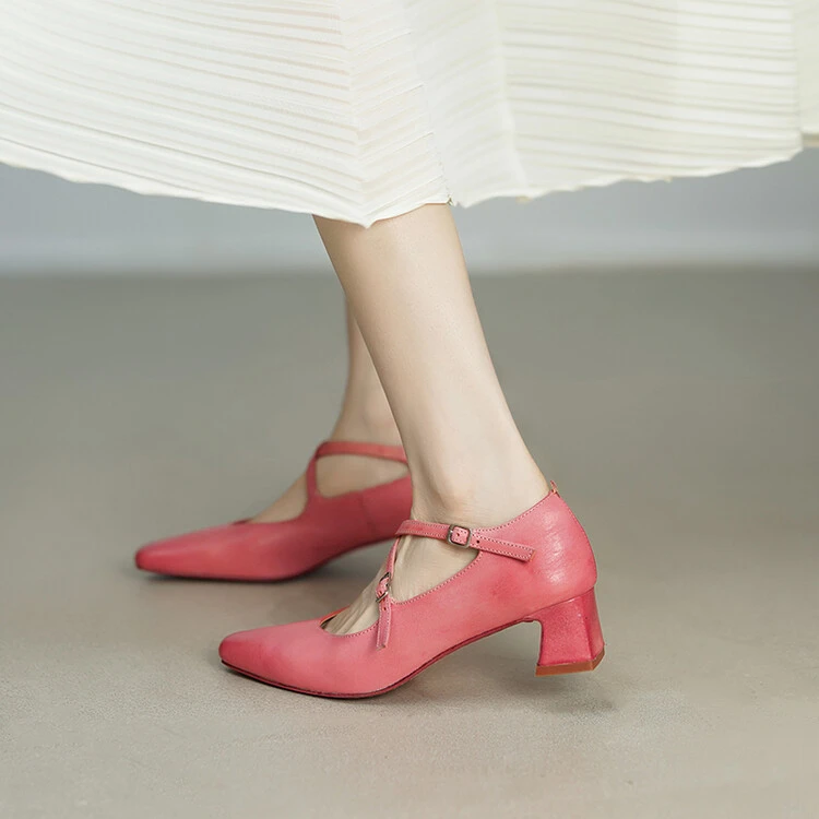 34-39码 马皮水洗玛丽珍单鞋 没有磨合期软得很~