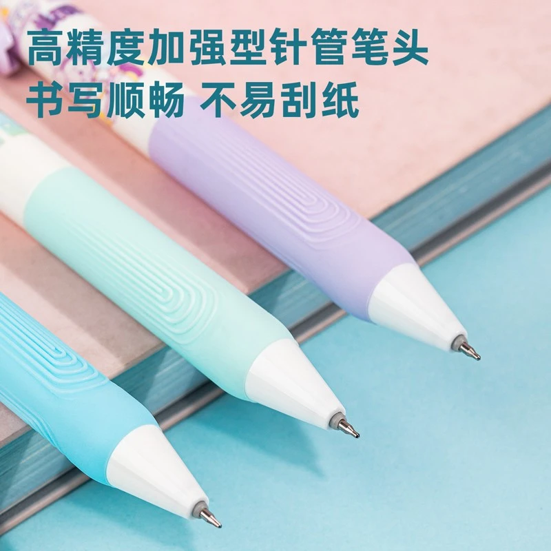A626按动学生速干笔芯中性笔0.5mm加强型针管黑色作业刷题笔