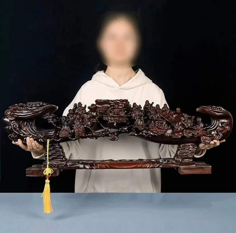 长75宽15高25cm轻奢黑檀十八罗汉如意摆件开业礼品祝贺摆件