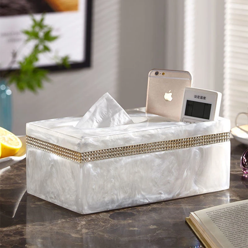 现代简约餐巾纸盒家居客厅餐厅茶几家用树脂欧式纸巾盒抽纸盒