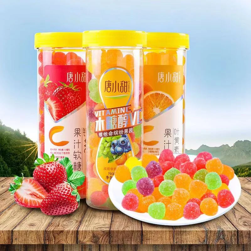 唐小甜果汁软糖维生素VC软糖儿童糖果零食小吃批发180g*2罐
