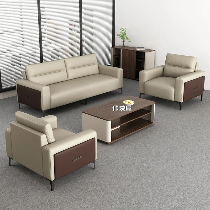 现代简约经理待室商务洽谈会客区办公沙发茶几组合套装办公室沙发