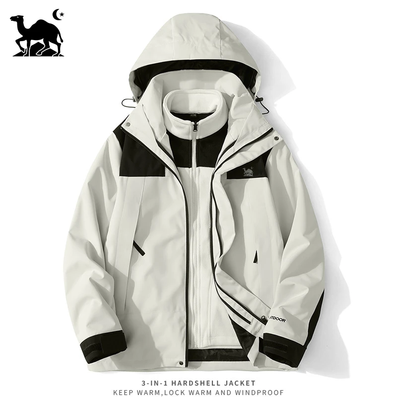 东方骆驼三合一可拆卸情侣夹克风衣男防风保暖女秋冬外套2368