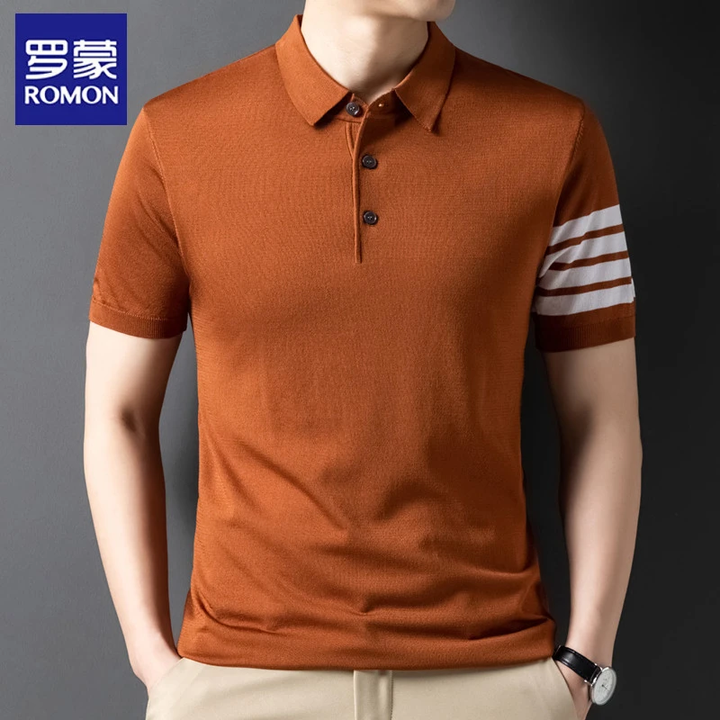 Romon/罗蒙夏季新品POLO衫针织翻领男商务休闲透气百搭短袖T恤潮