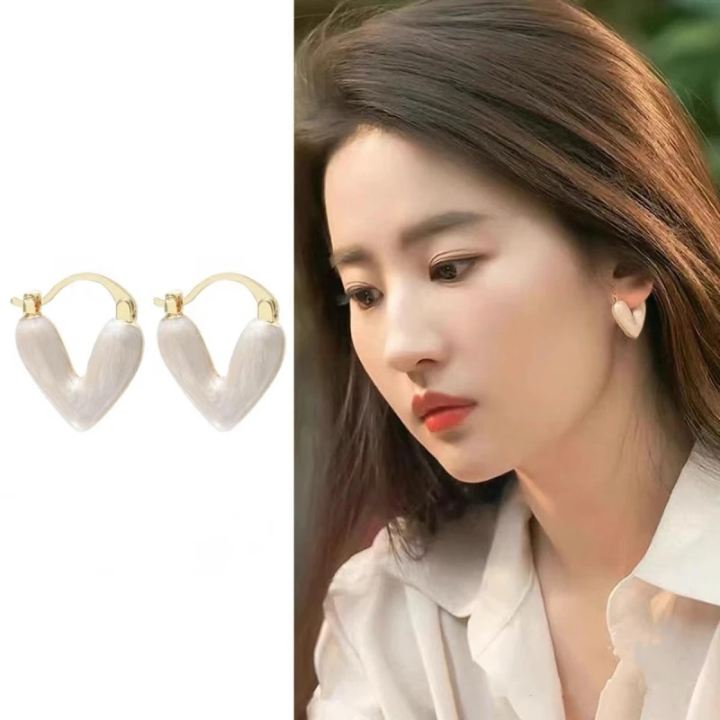 铜合金耳饰 【么么专属】玫瑰的故事刘亦菲黄亦玫同款爱心耳环 耳扣