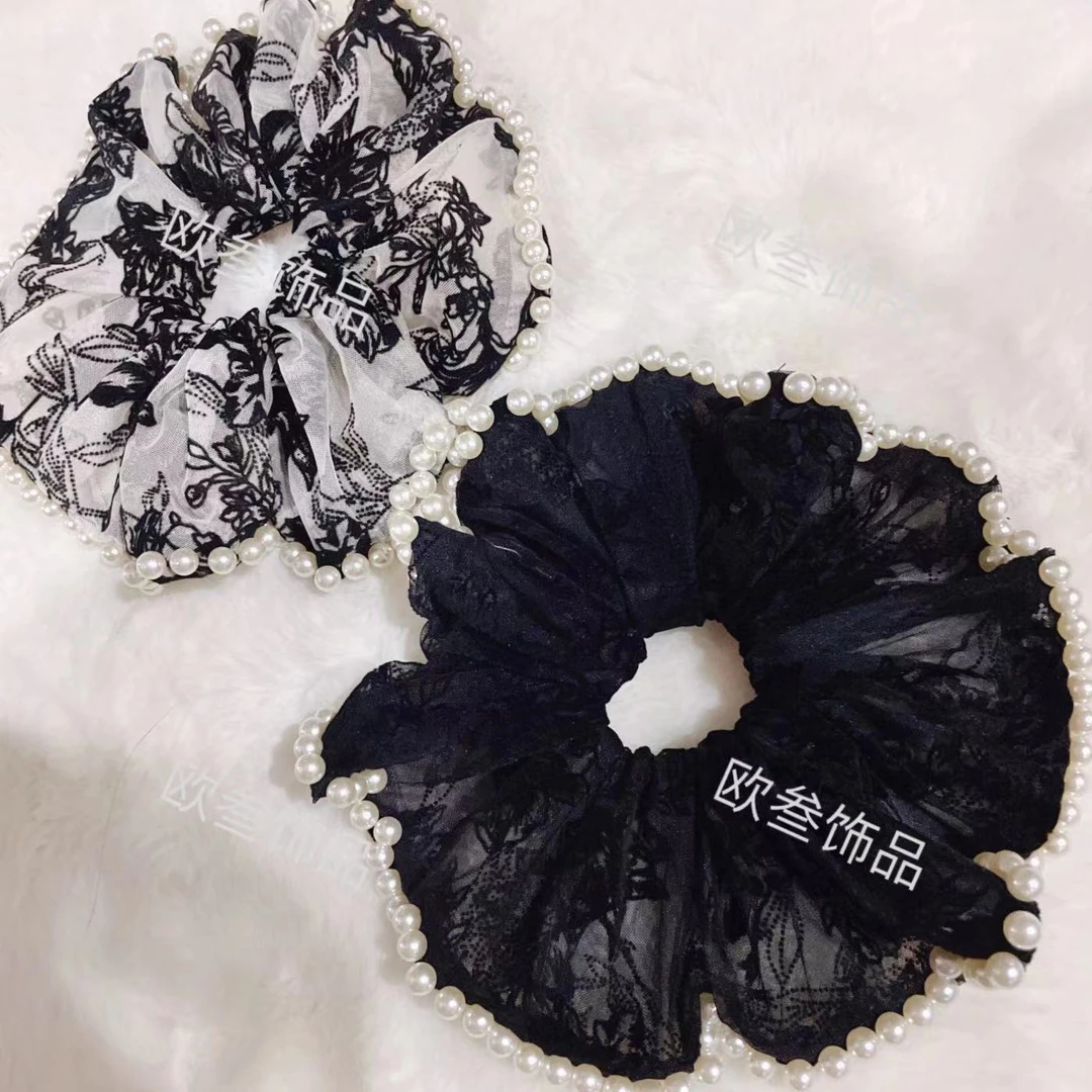 dcq039植绒碎花大肠圈发饰时尚百搭气质优雅发圈