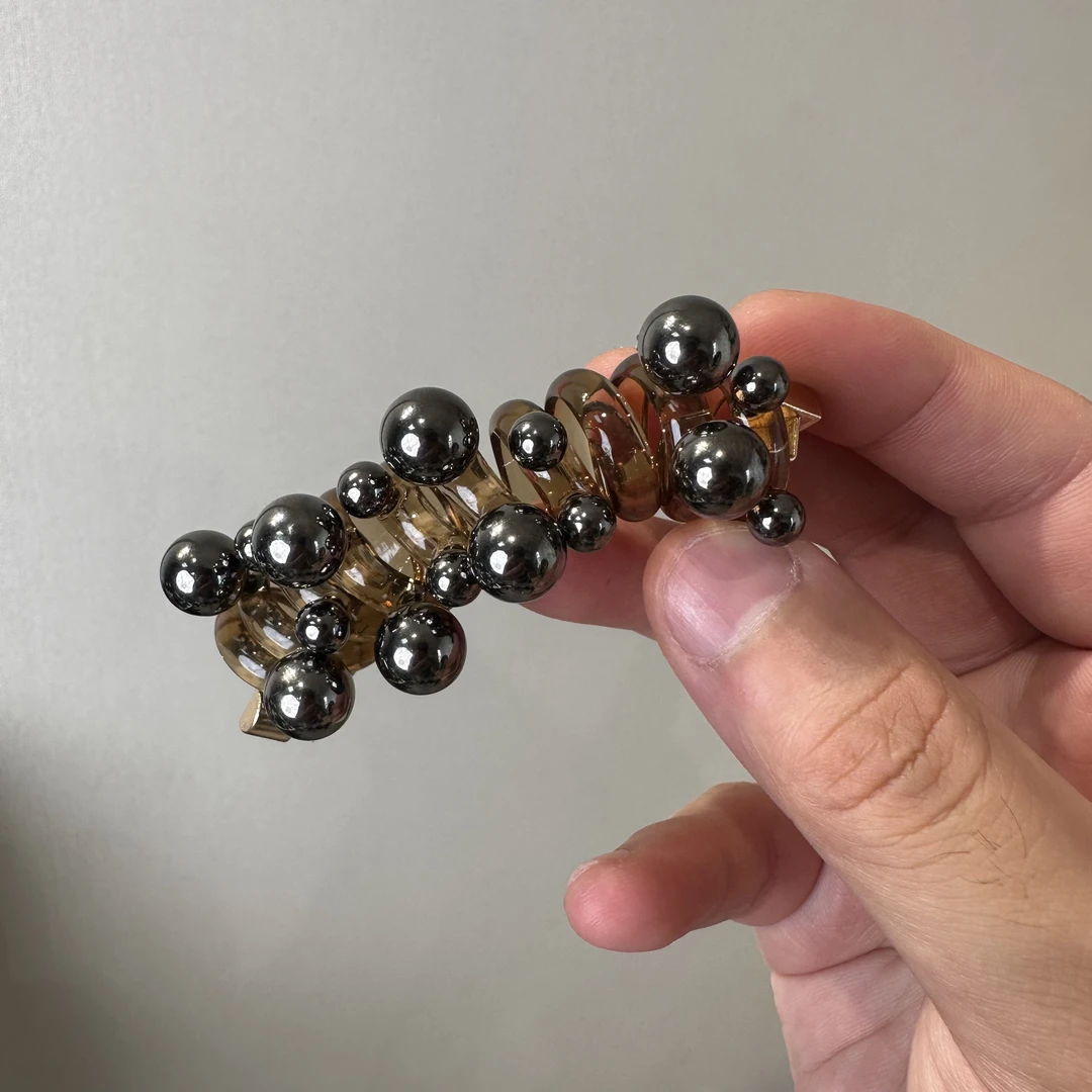 dhx002灰黑钉珠大小珠电话线发绳发圈精致马尾高级百搭