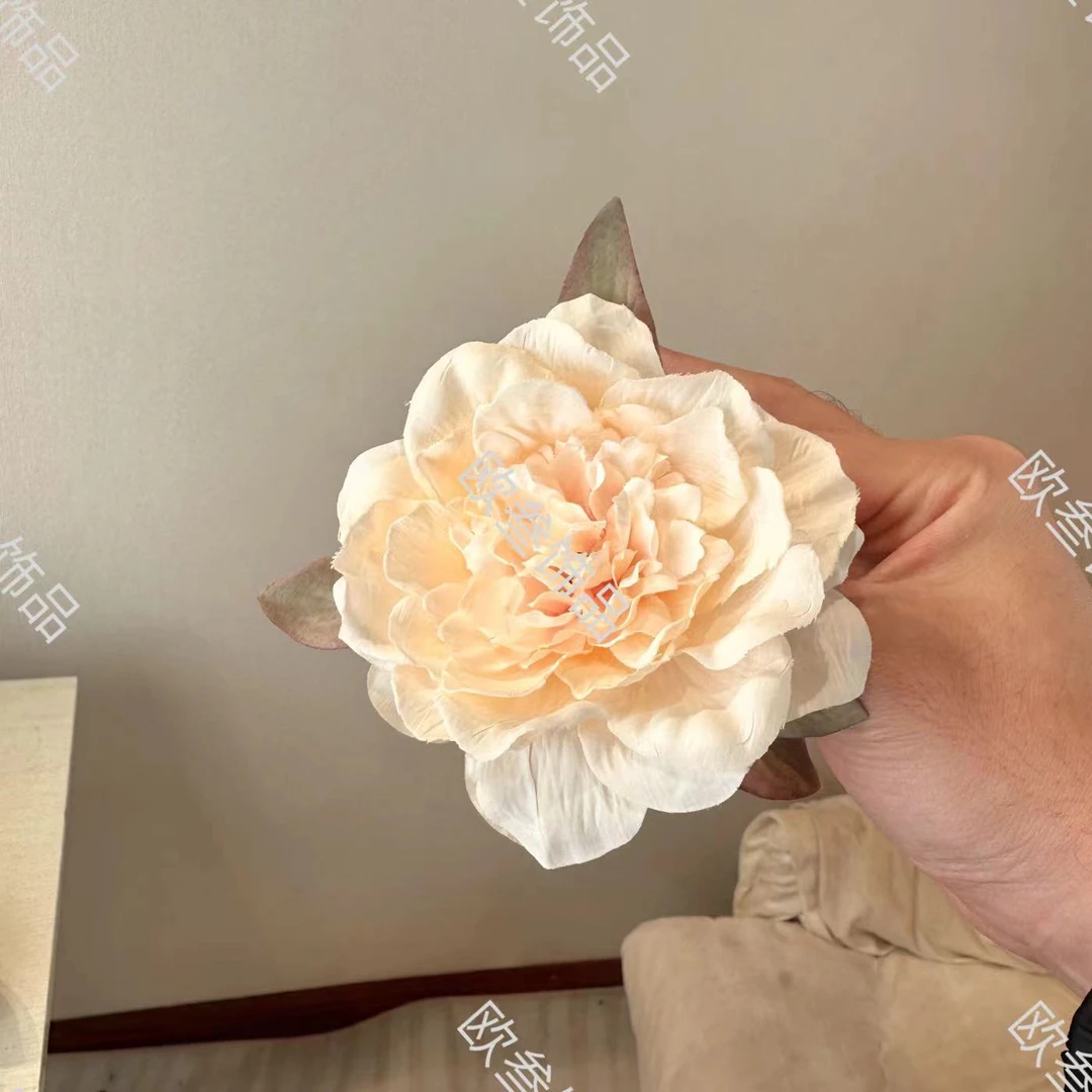 zj268簪花牡丹娟花发夹双面小胖夹8cm鲨鱼夹发饰古风超仙甜美优雅