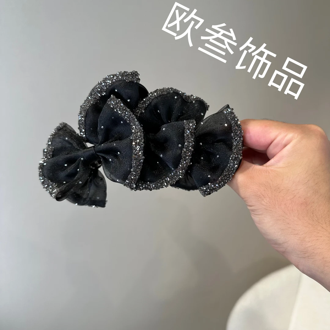 zj317满天星浪漫网纱蝴蝶抓夹13cm大抓夹显脸小大版抓夹发饰发夹