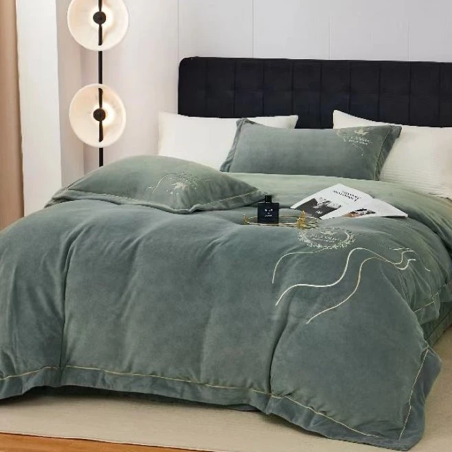 FL 欧莲娜高端抗菌棉绒四件套 千草绿