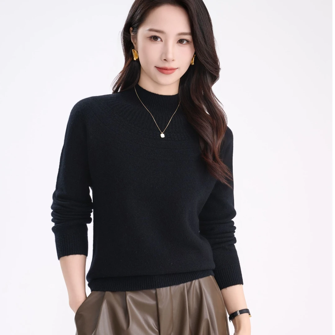FL 凯凯方青推荐 软舒适可贴身穿 纯绵羊毛 女士圆领羊毛衫