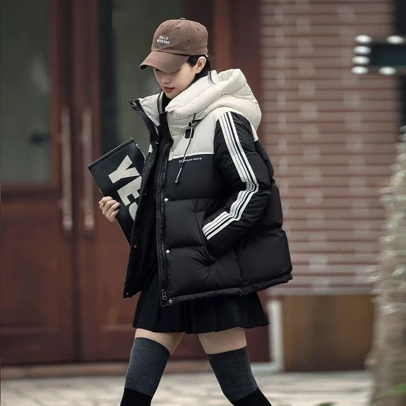 T欧洲站连帽棉服女外穿2024新款时尚休闲大码面包服夹棉袄外套