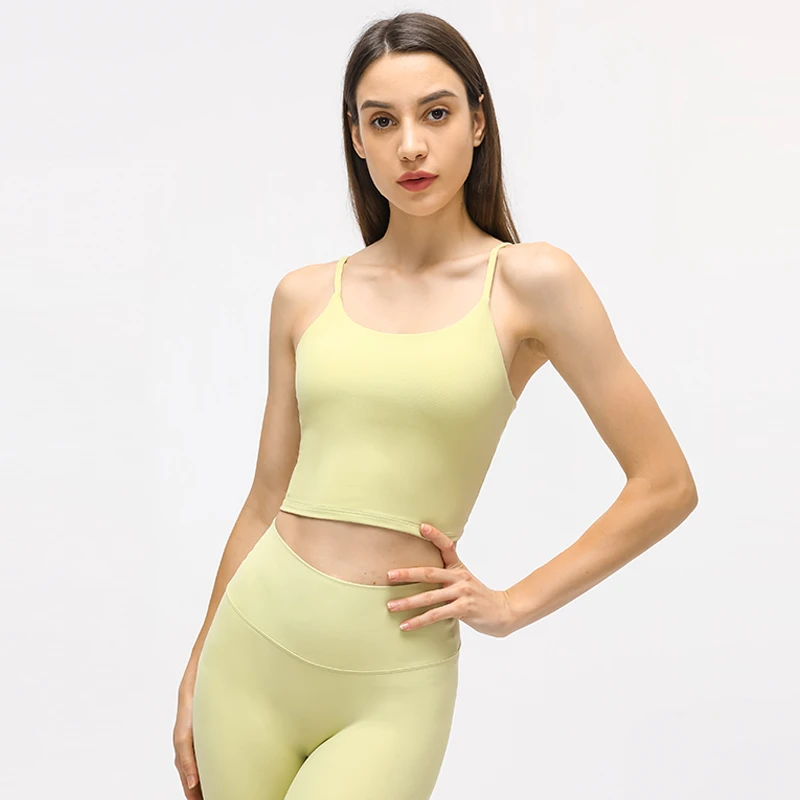 KUD瑜伽背心女带胸垫性感细带美背健身上衣半截小吊带瑜伽服C5238