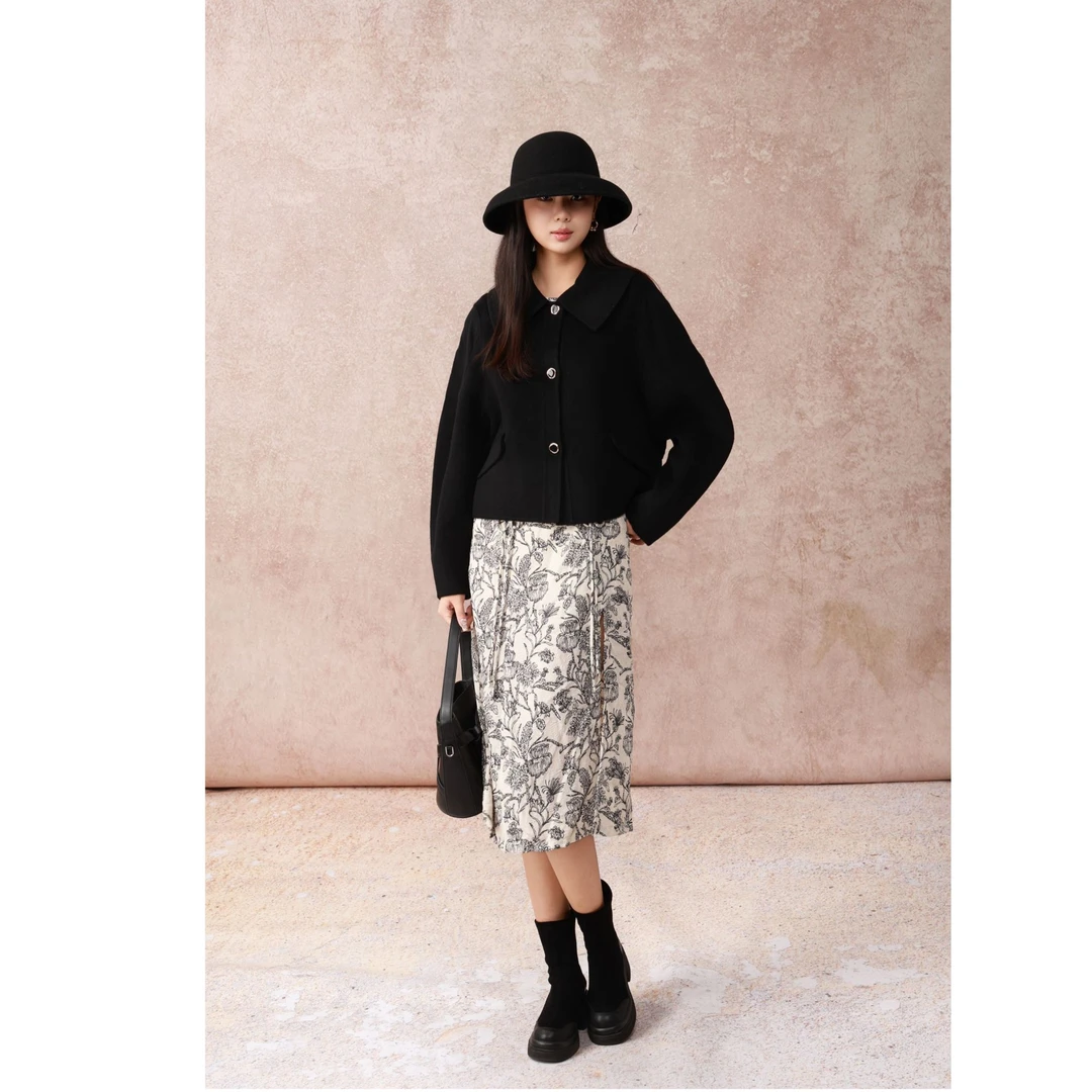 【首次五折】西町村屋时尚百搭气质德绒羊毛大衣面呢YD7209228