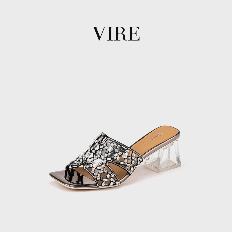阿芙莎ALFERSHA/VIRE联名923693新款夏季时尚粗跟一字拖B
