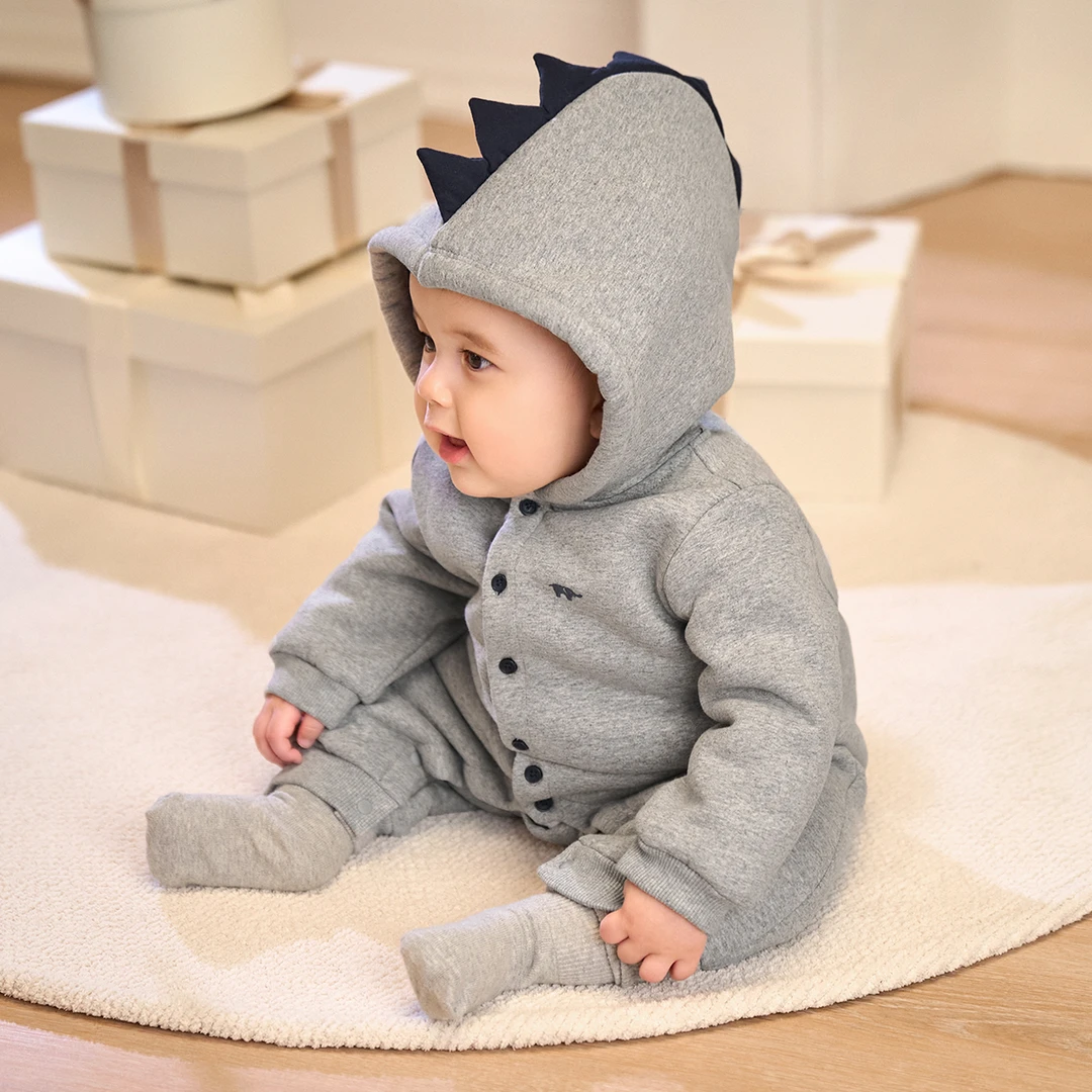 【内里加厚绒】戴维贝拉新生儿爬服连帽连体衣婴儿衣服DB4237664