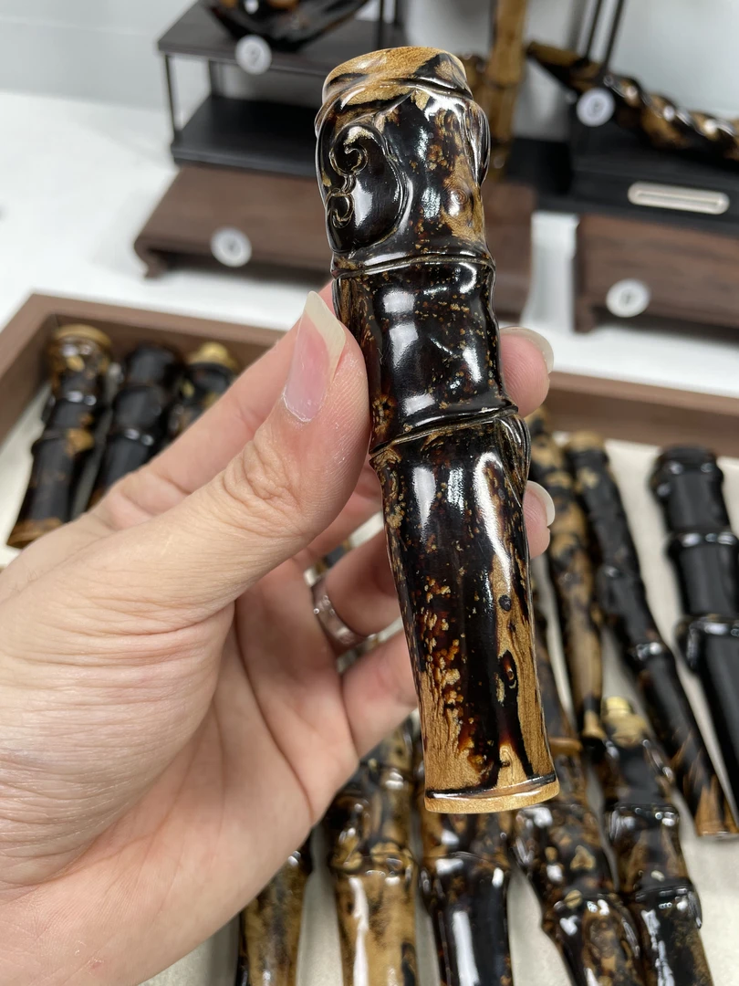 简雕款血柳木烟嘴 活性炭滤芯 粗中细三合一通用款 双重过滤嘴