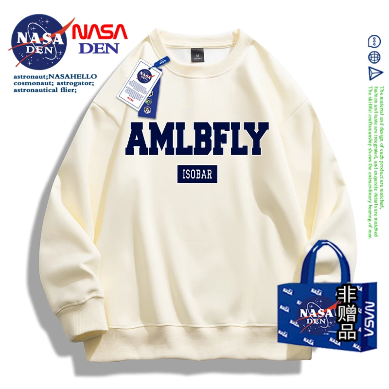 NASA联名美式重磅长袖卫衣男休闲宽松潮流秋季上衣服情侣百搭款衫