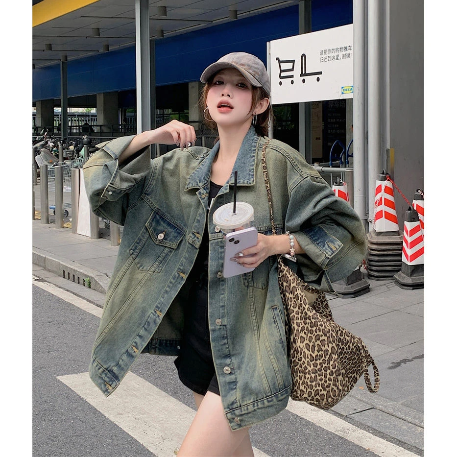 美式复古牛仔外套女装冬季2025新款宽松百搭炸街慵懒风夹克上衣