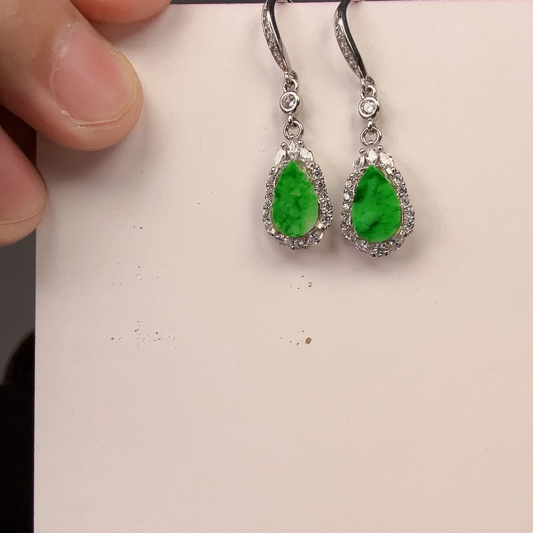 翡翠颈饰银S925镶嵌一对一单