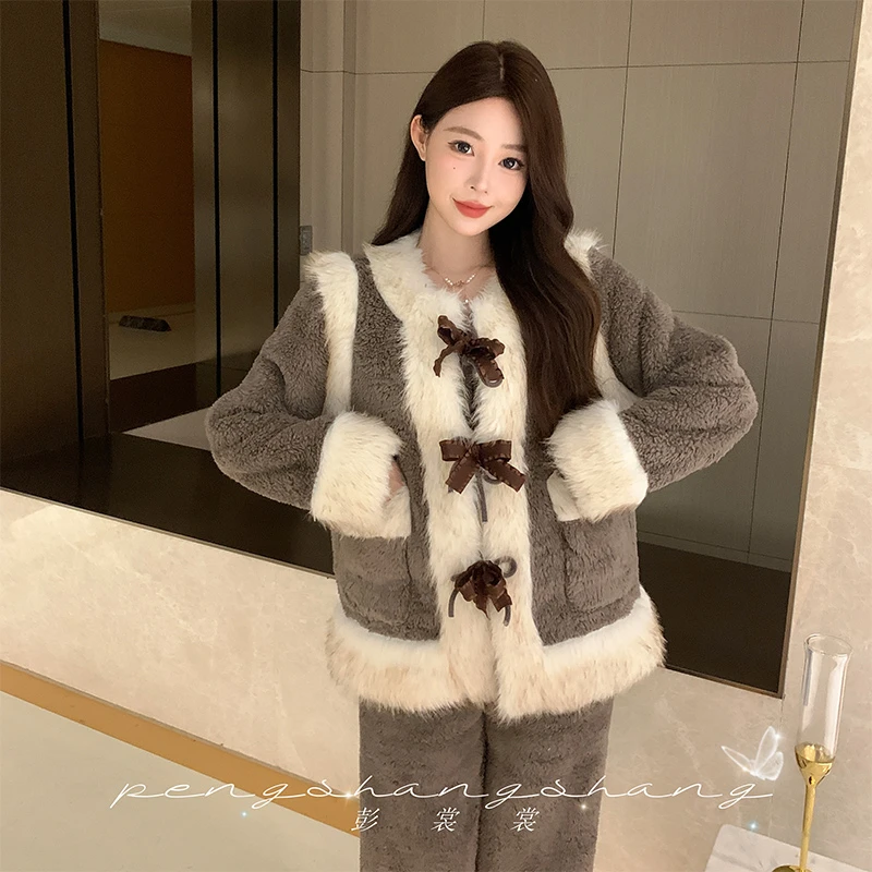 彭裳裳【暮色旅人】冬装上新睡衣居家服舒适百搭加厚保暖睡衣套装