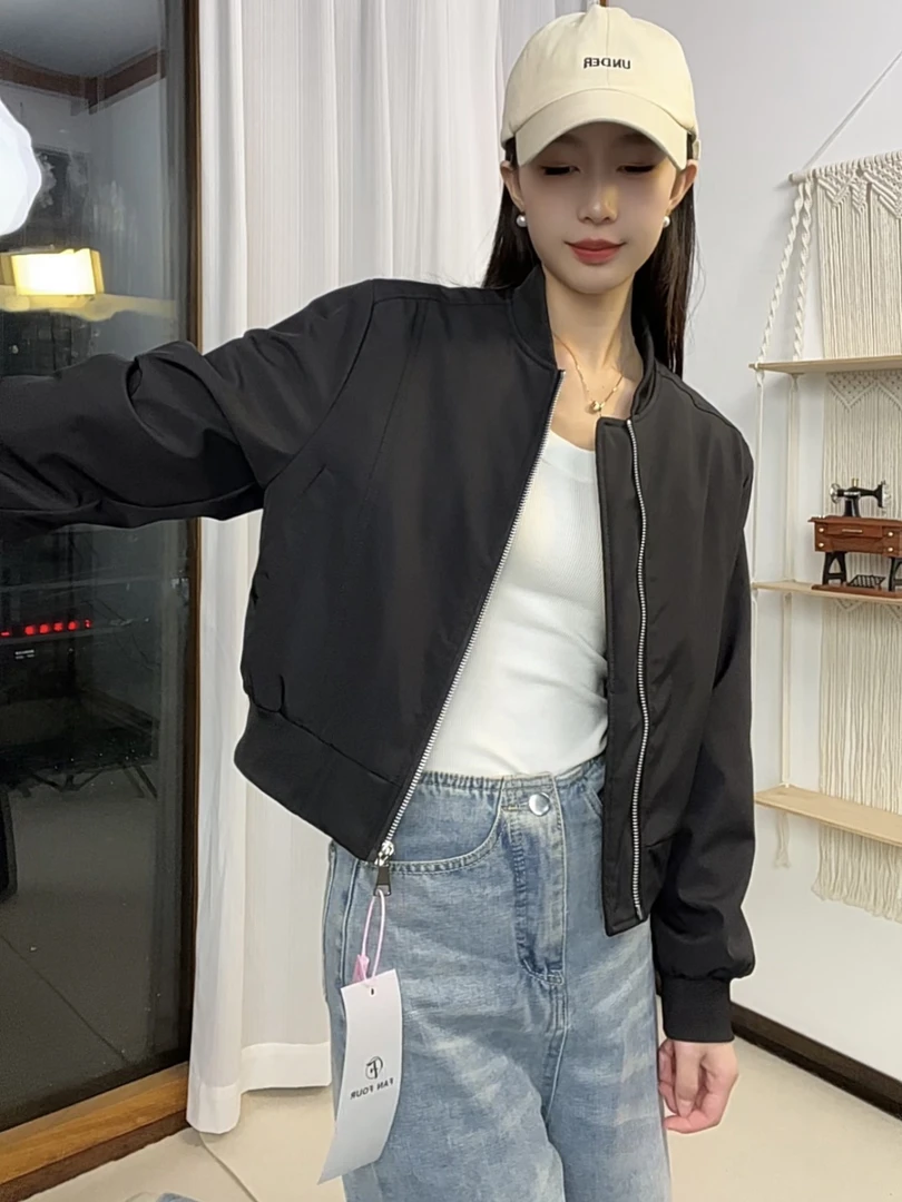 秋季时尚短款棒球服外套女显高显瘦休闲百搭小个子夹克上衣流行