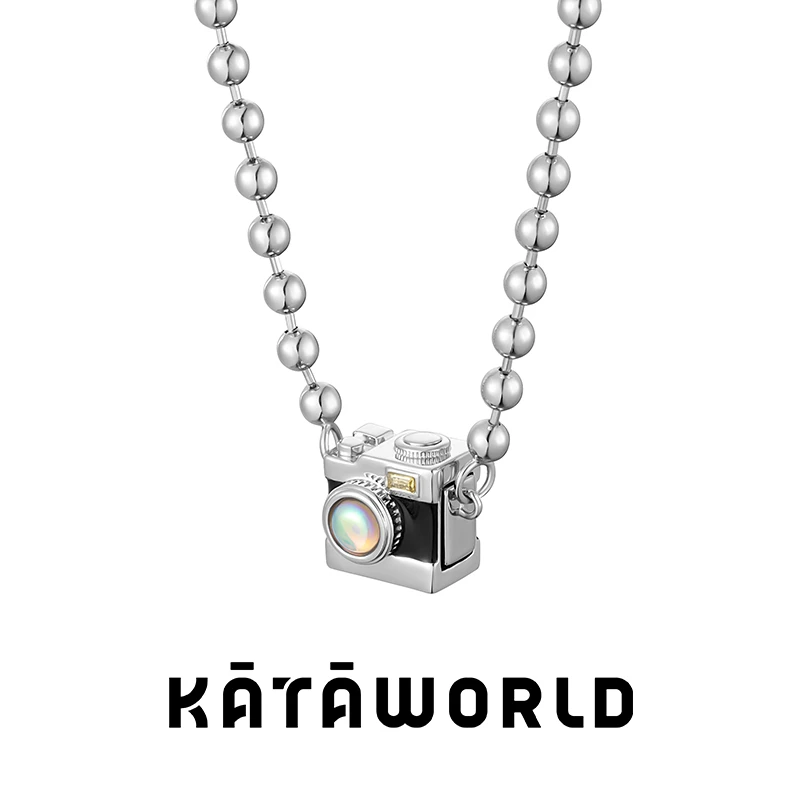 KATAWORLD 铜合金贝珠项链 照相机磁吸项链立体项链小众个性insX