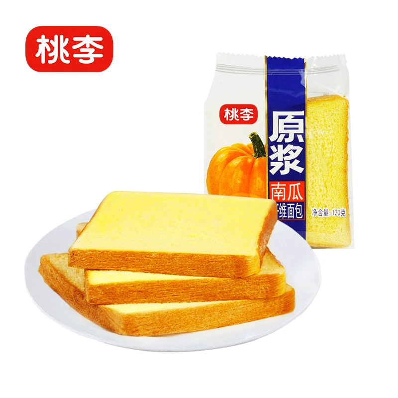 桃李 南瓜原浆纤维面包 120g*5包/共600g 营养早餐切片主食面包
