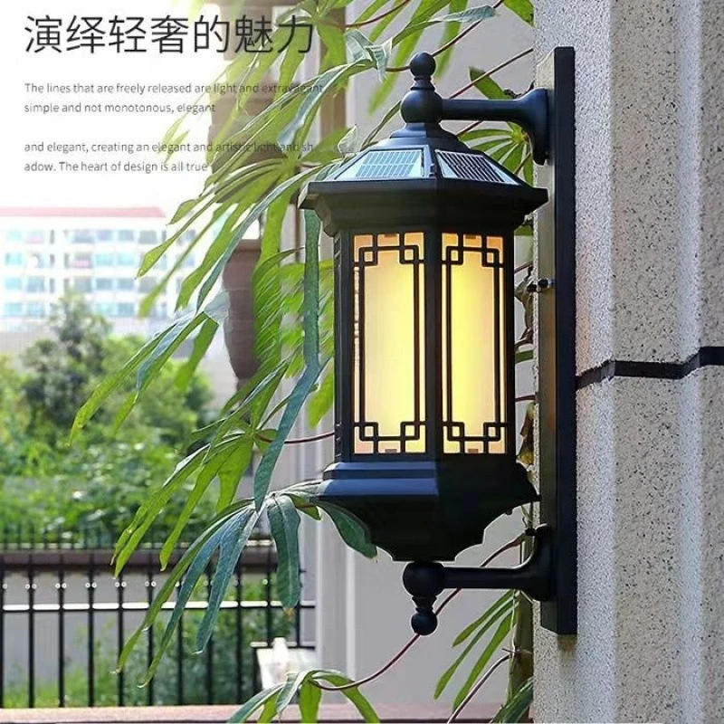 新中式外墙太阳能壁灯室外专用防水壁灯走廊阳台家用庭院灯花园灯