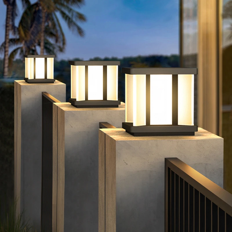 跨境网红简约太阳能柱头灯户外防水庭院灯别墅围墙门柱灯院墙景观