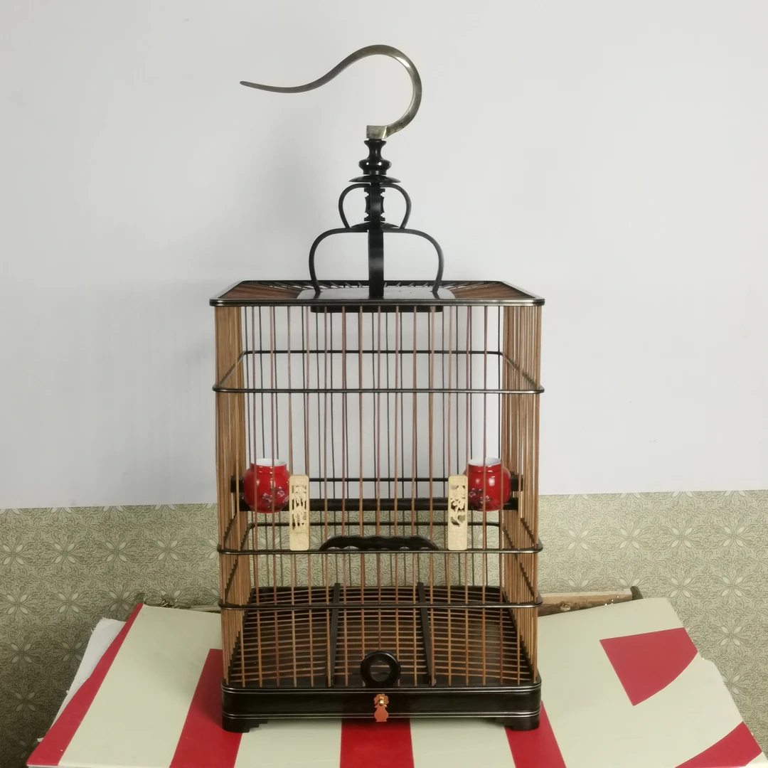 加大35宽画眉八哥方鸟笼黑色红色