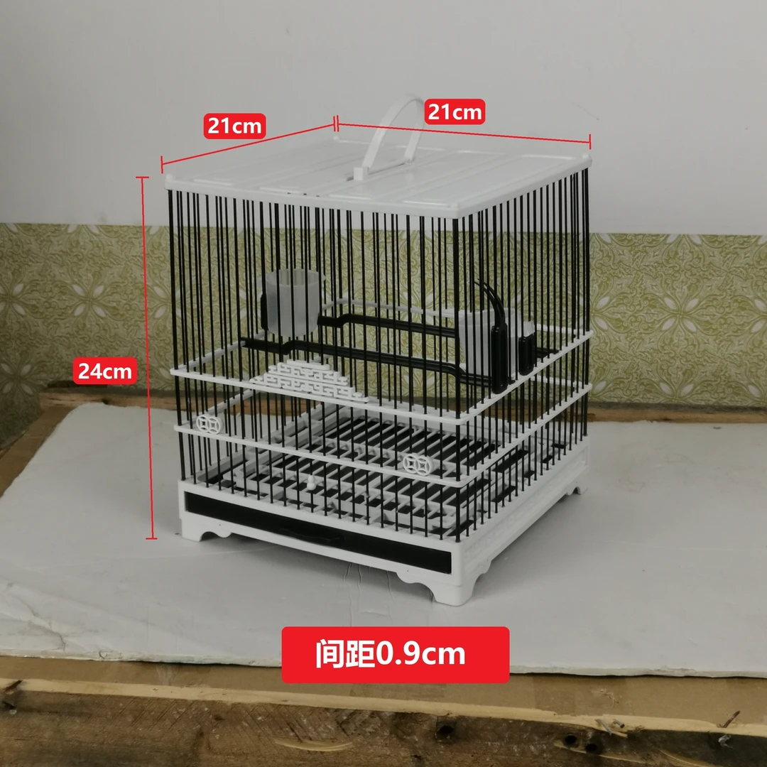 塑钢笼方形小鸟养笼洗澡笼绣眼麻料玉鸟柳莺尺寸21.21.24公分加密