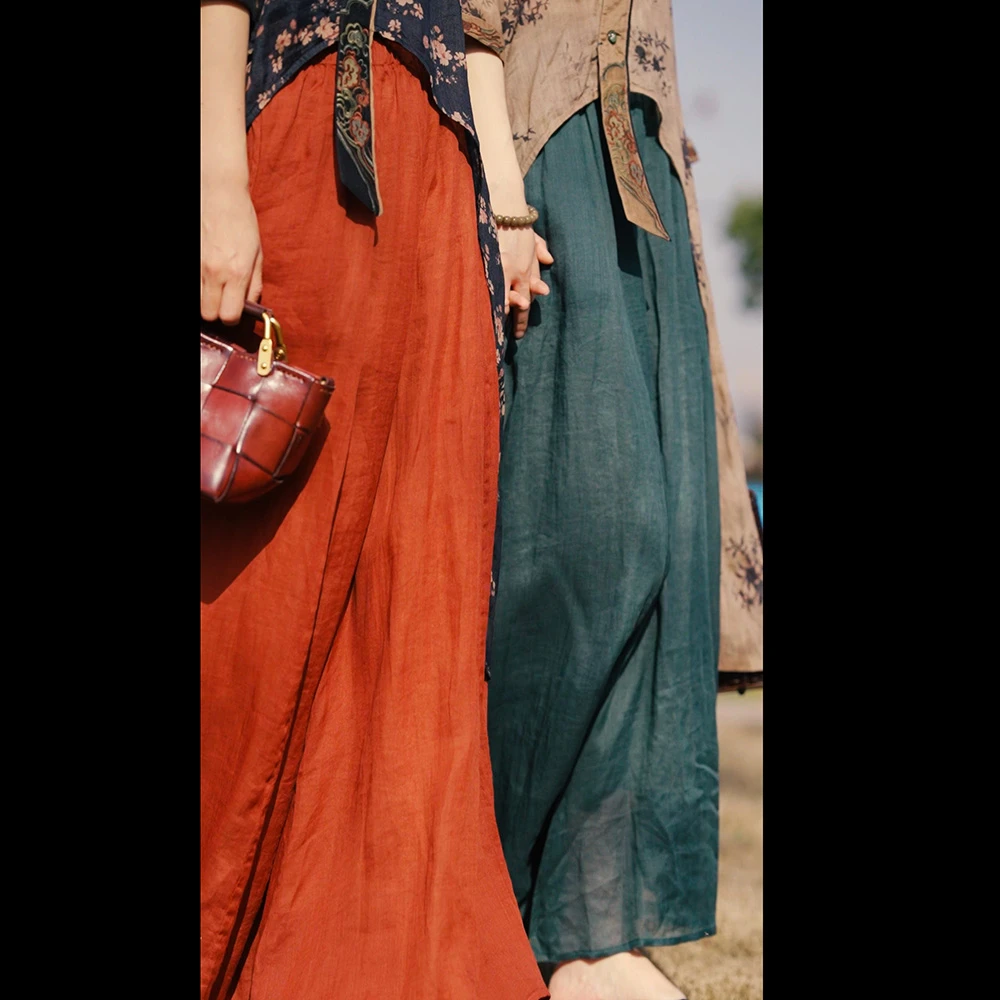 【羊在在】春夏苎麻阔腿裤双层飘逸透气阔腿裤女装KZ90240