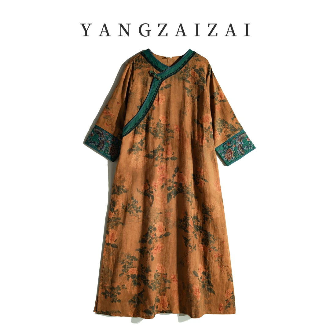 YANGZAIZAI【繁花似锦】羊在在民族风改良中式女装连衣裙款L164
