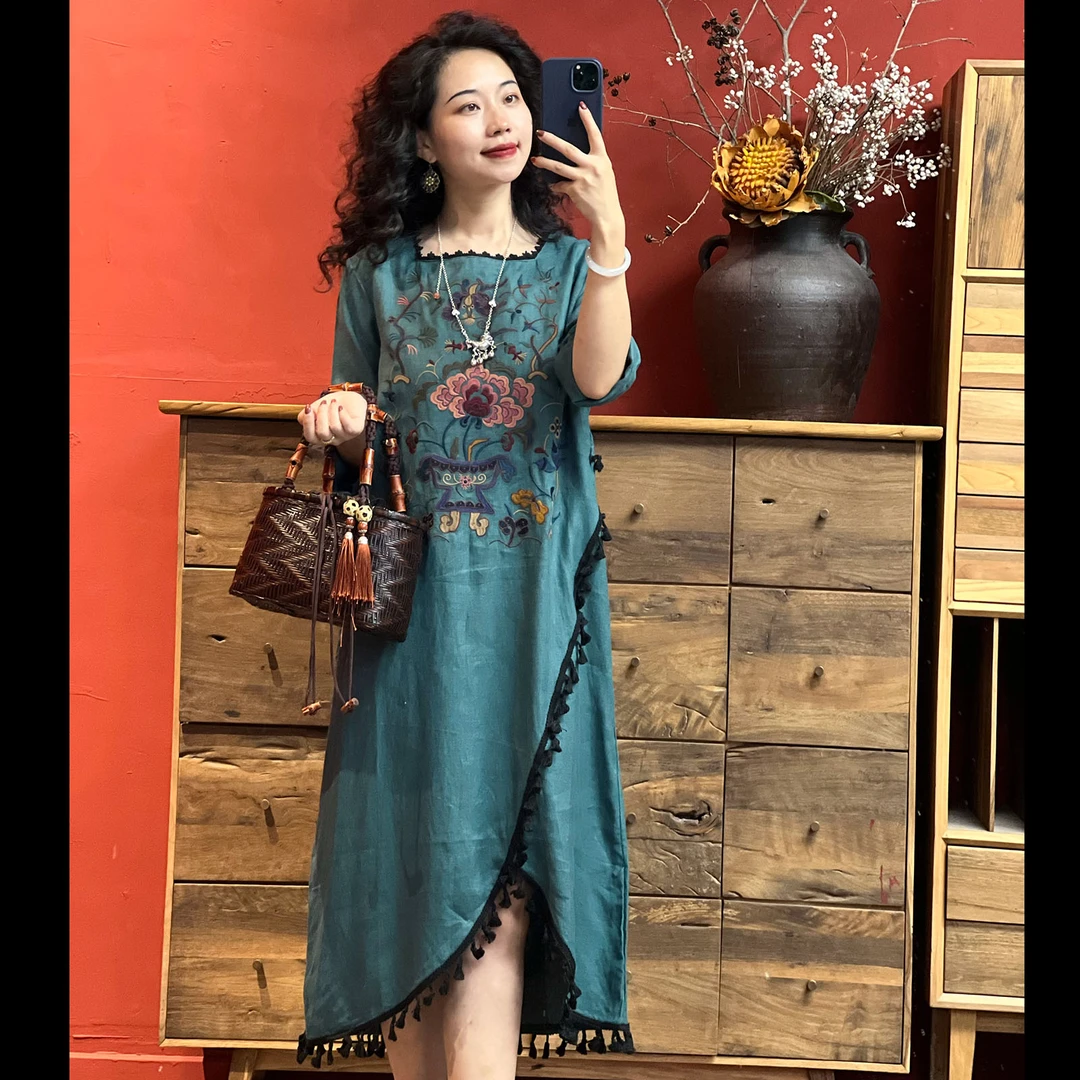 高档中国风秋季新款连衣裙改良日常民族风女装LYQ008