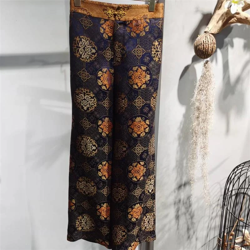 双非物宋锦香云纱国风复古潮休闲长裤58086