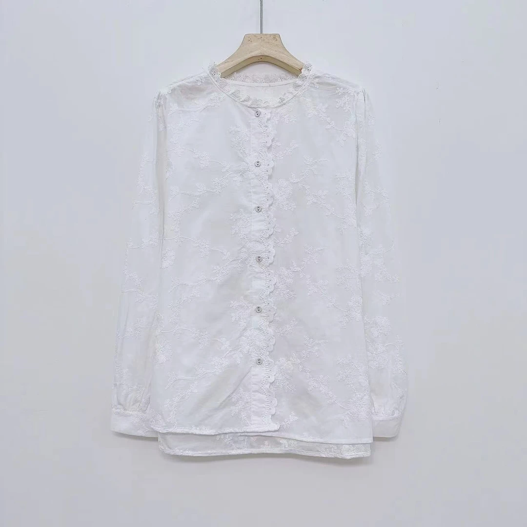 MANXMAN【漫漫风月】新款刺绣立领气质长袖时尚百搭上衣