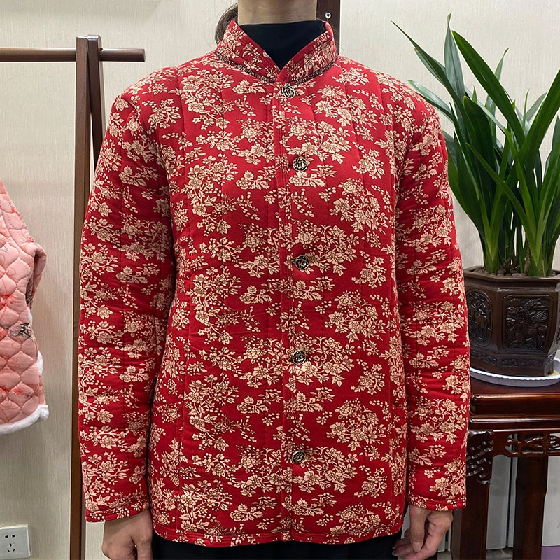 妈妈棉衣秋冬装外套中老年女短款碎花轻便小棉袄妈妈保暖黄丝棉服