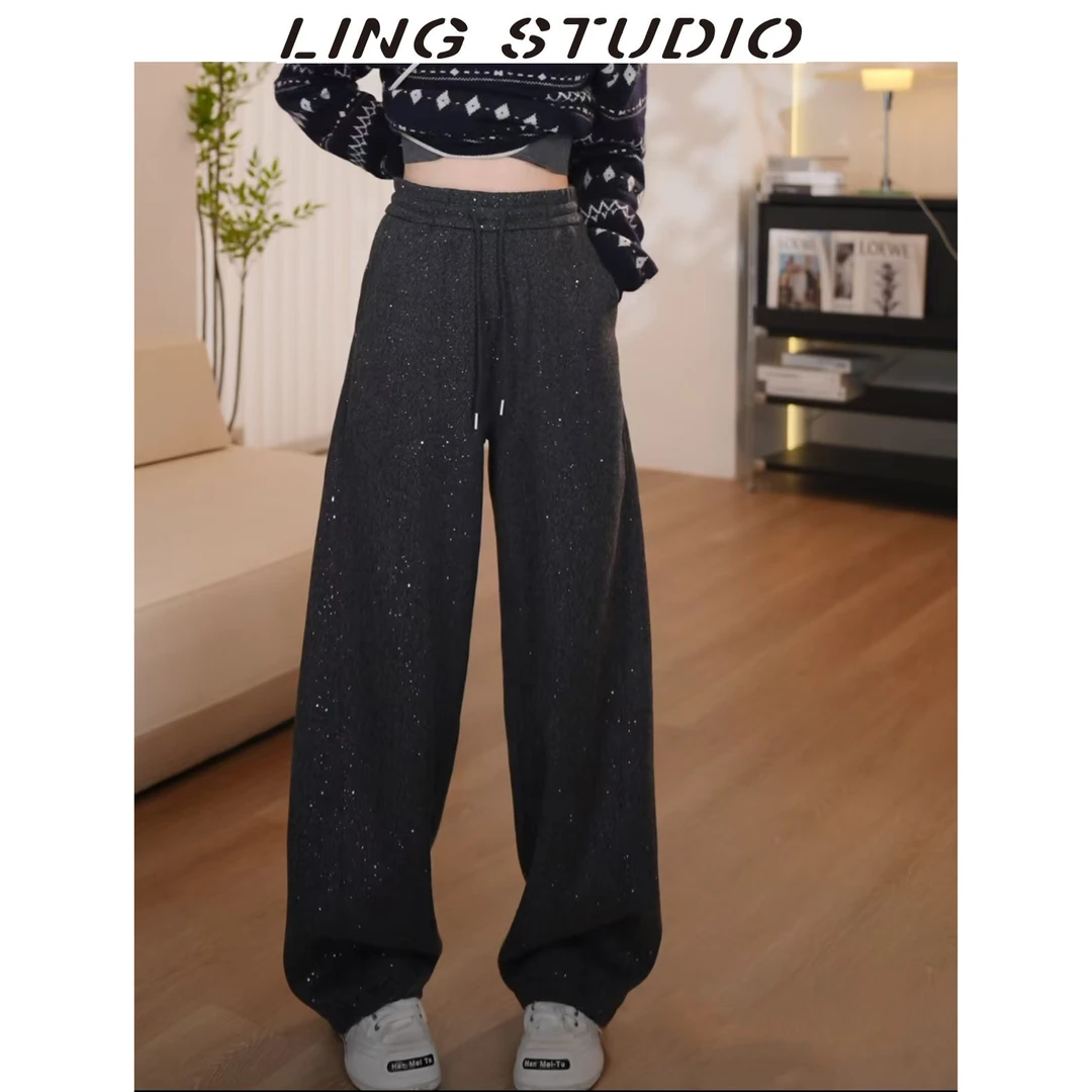 冬季加厚-零零『银河系』2024冬季时尚百搭宽松休闲长裤4112205