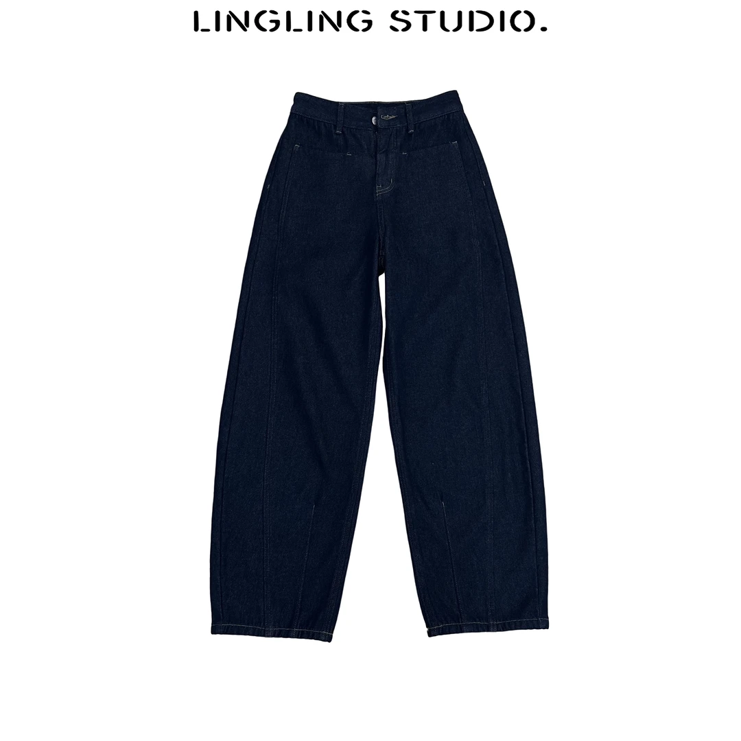 4102108-零零『深海之谜』2024秋冬时尚显瘦潮流宽松休闲牛仔裤