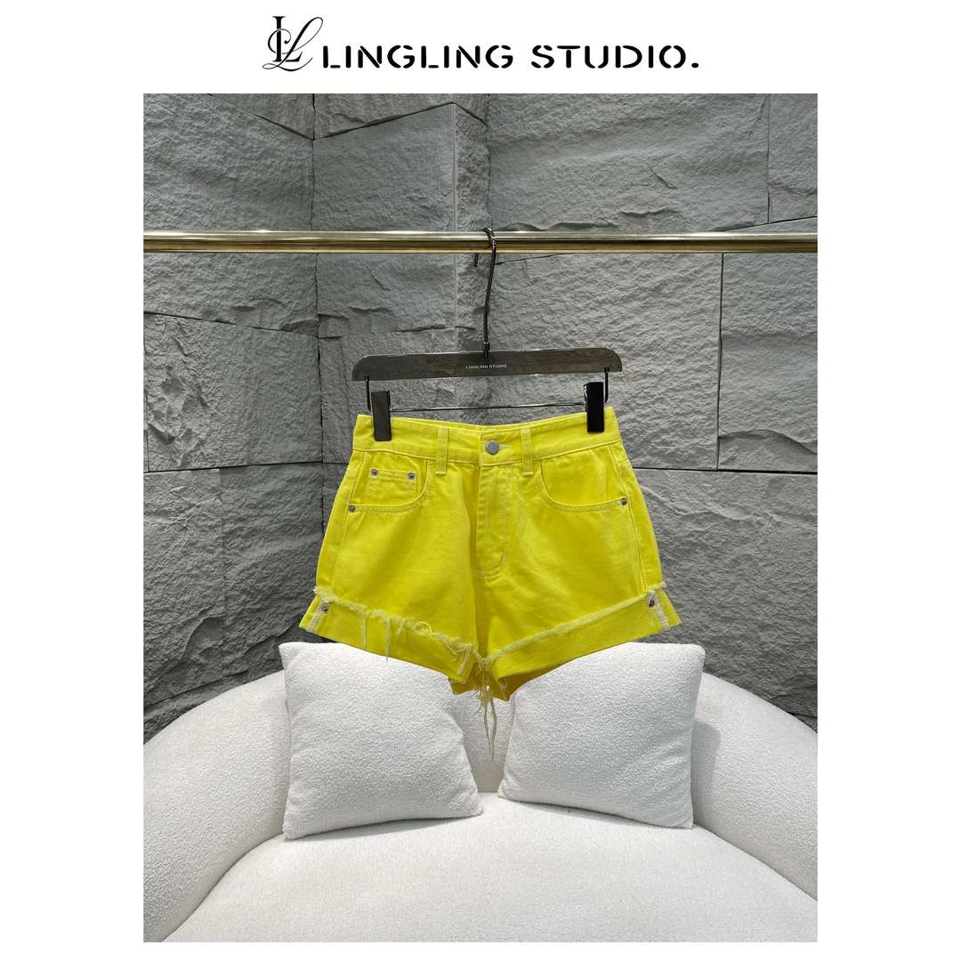 零零严选『多巴胺少女』2024夏季时尚休闲百搭显瘦多色牛仔短裤