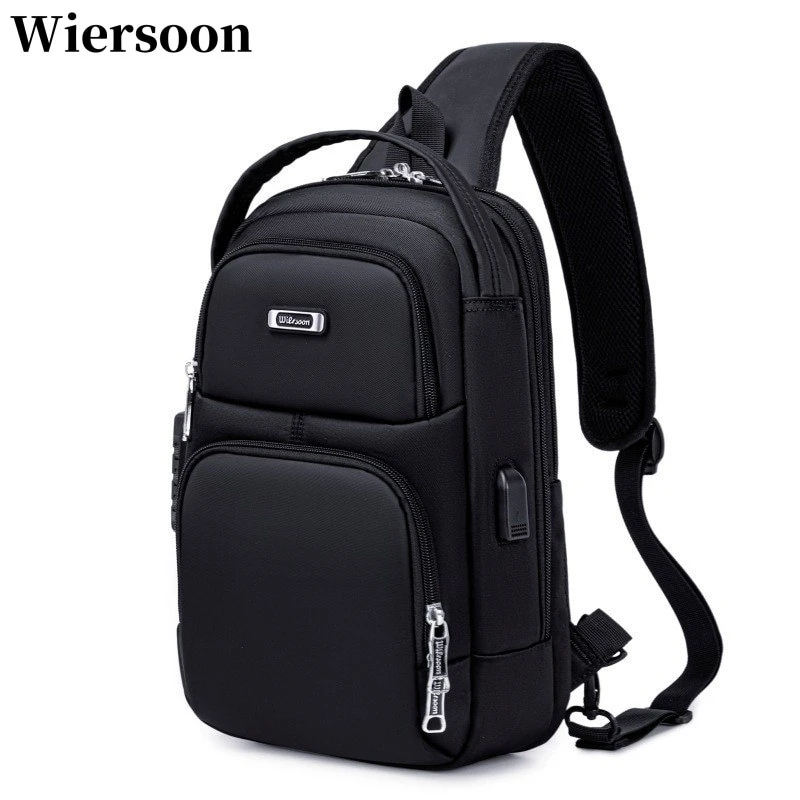 新款单肩斜挎包男潮流胸包多功能防水休闲旅行包密码锁防盗小背包