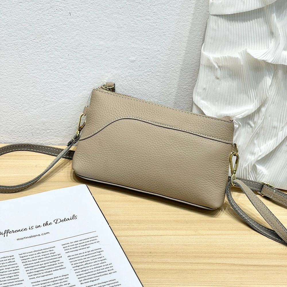 真皮斜挎小方包时尚女包层牛皮女士手拿包钱包百搭单肩包气质休闲