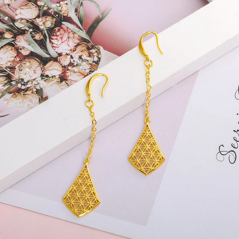 铜合金耳饰 宫廷复古镂空耳环